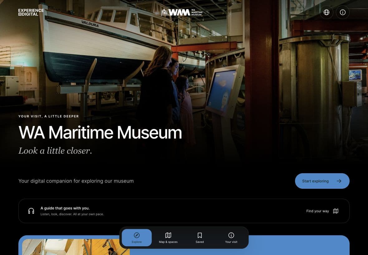 WA Maritime Museum’s live digital guide on a tablet